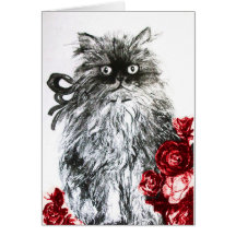 CHATON DE FÊTE DES PÈRES AVEC LES ROSES ROUGES CARTES