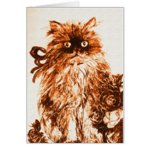 CHATON DU JOUR DE MÈRE AVEC DES ROSES CARTE