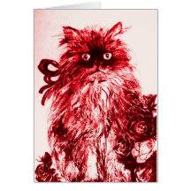 CHATON DU JOUR DE MÈRE AVEC LES ROSES ROUGES CARTE