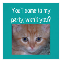 Chaton mignon - fête d'anniversaire de l'enfant invitations personnalisées