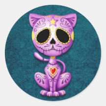 Chaton pourpre et bleu de sucre de zombi autocollants