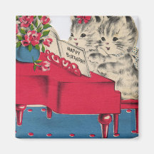 Chatons musicaux d'anniversaire aimants pour réfrigérateur