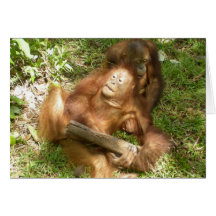 Chatouillement et jeu de singes de "bâtons et de p carte de vœux