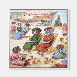 Chats à la plage par Louis Wain Aimants Pour Réfrigérateur