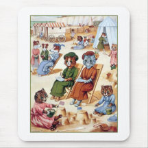 Chats à la plage par Louis Wain Tapis De Souris