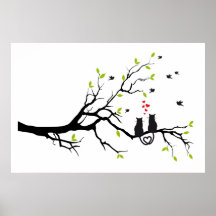 Chats dans l'amour avec les coeurs rouges sur l'ar poster