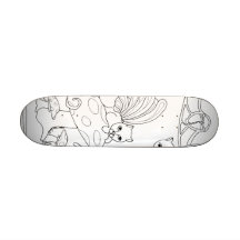 Chats et champignon féeriques plateaux de skateboards customisés