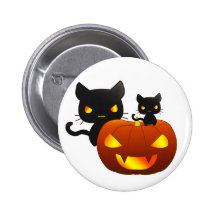 Chats noirs de Kawaii et citrouille de Halloween Pin's