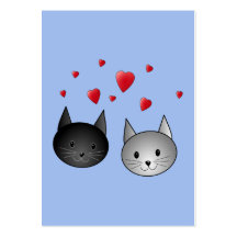 Chats noirs et gris mignons, avec des coeurs carte de visite
