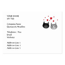 Chats noirs et gris mignons, avec des coeurs cartes de visite personnelles