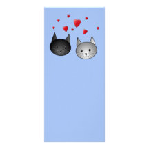 Chats noirs et gris mignons, avec des coeurs double cartes customisées