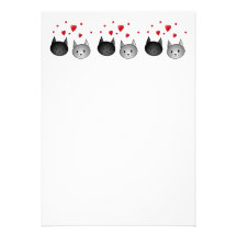 Chats noirs et gris mignons, avec des coeurs bristol personnalisé