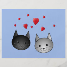 Chats noirs et gris mignons, avec des coeurs prospectus personnalisés