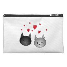 Chats noirs et gris mignons, avec des coeurs trousse à accessoires de voyage