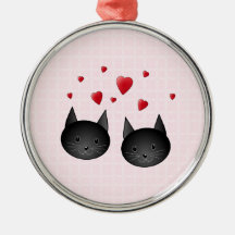 Chats noirs mignons avec des coeurs, sur pâle - ro décorations de noël