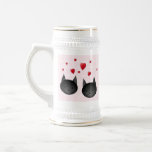 Chats noirs mignons avec des coeurs, sur pâle - ro mugs