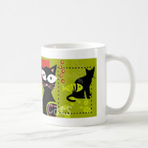 Chats noirs tasses à café