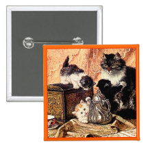 Chats - peinture de chat - par Ronner-Knip Badge Avec Épingle