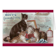 Chats vendant la carte commerciale victorienne de 