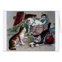 chats vilains de chatons jouant avec l'art d'antiq cartes de vœux