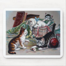 chats vilains de chatons jouant avec l'art d'antiq tapis de souris