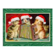 Chats vintages de Noël Carte Postale