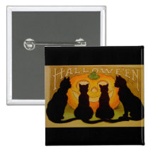 Chats vintages et Jack O'Lantern de Halloween Badges Avec Agrafe