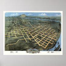 Chattanooga, carte panoramique de TN - 1871 Posters