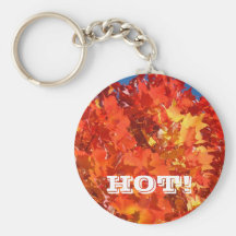 CHAUD ! Feuille d'automne rouge de jaune orange de Porte-clés