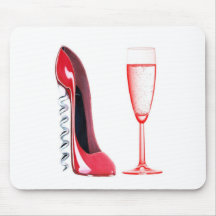 Chaussure de tire-bouchon et verre de Champagne Tapis De Souris