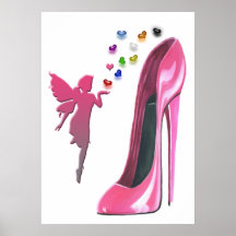 Chaussure et fée stylets roses avec l'affiche des 