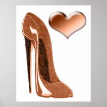 Chaussure stylet de caramel et affiche de coeur