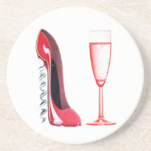 Chaussure stylet de tire-bouchon et verre Coaste d Dessous De Verre