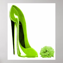 Chaussure stylet de vert de chaux et copie de rose affiche