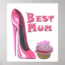 Chaussure stylet du meilleur rose de maman et copi poster