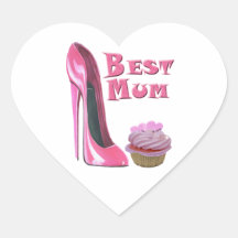 Chaussure stylet et petit gâteau du meilleur rose  adhésifs