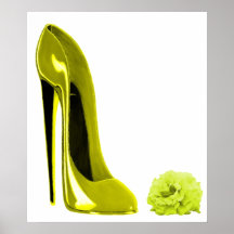 Chaussure stylet jaune mûre et RosePrint Affiches