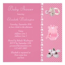Chaussures de baby shower, vêtements et tétine ros faire-parts