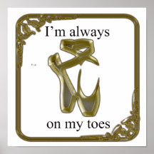 Chaussures de ballet d'or avec le texte affiche