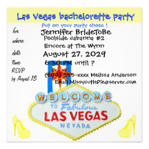 Chaussures de partie de Las Vegas Bachelorette Invitations Personnalisables