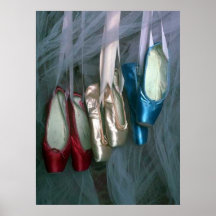 Chaussures d'orteil de ballet dans trois couleurs posters