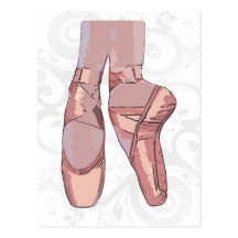 Chaussures d'orteil de pantoufles de ballet cartes postales