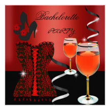 Chaussures rouges de vin de noir de corset de part invitations personnalisées