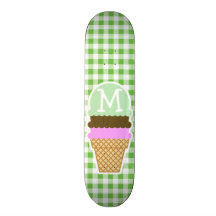 Checkered vert ; Guingan ; Cornet de crème glacée Plateau De Skate