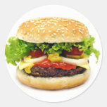 Cheeseburger Autocollants Ronds