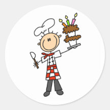 Chef avec des autocollants de gâteau d'anniversair