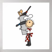 Chef avec des pots et des casseroles poster