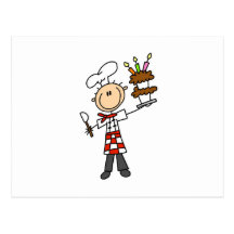 Chef avec le gâteau d'anniversaire carte postale