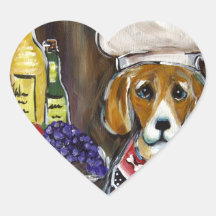 CHEF DE BEAGLE AUTOCOLLANTS EN CŒUR