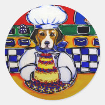 Chef de beagle autocollants ronds